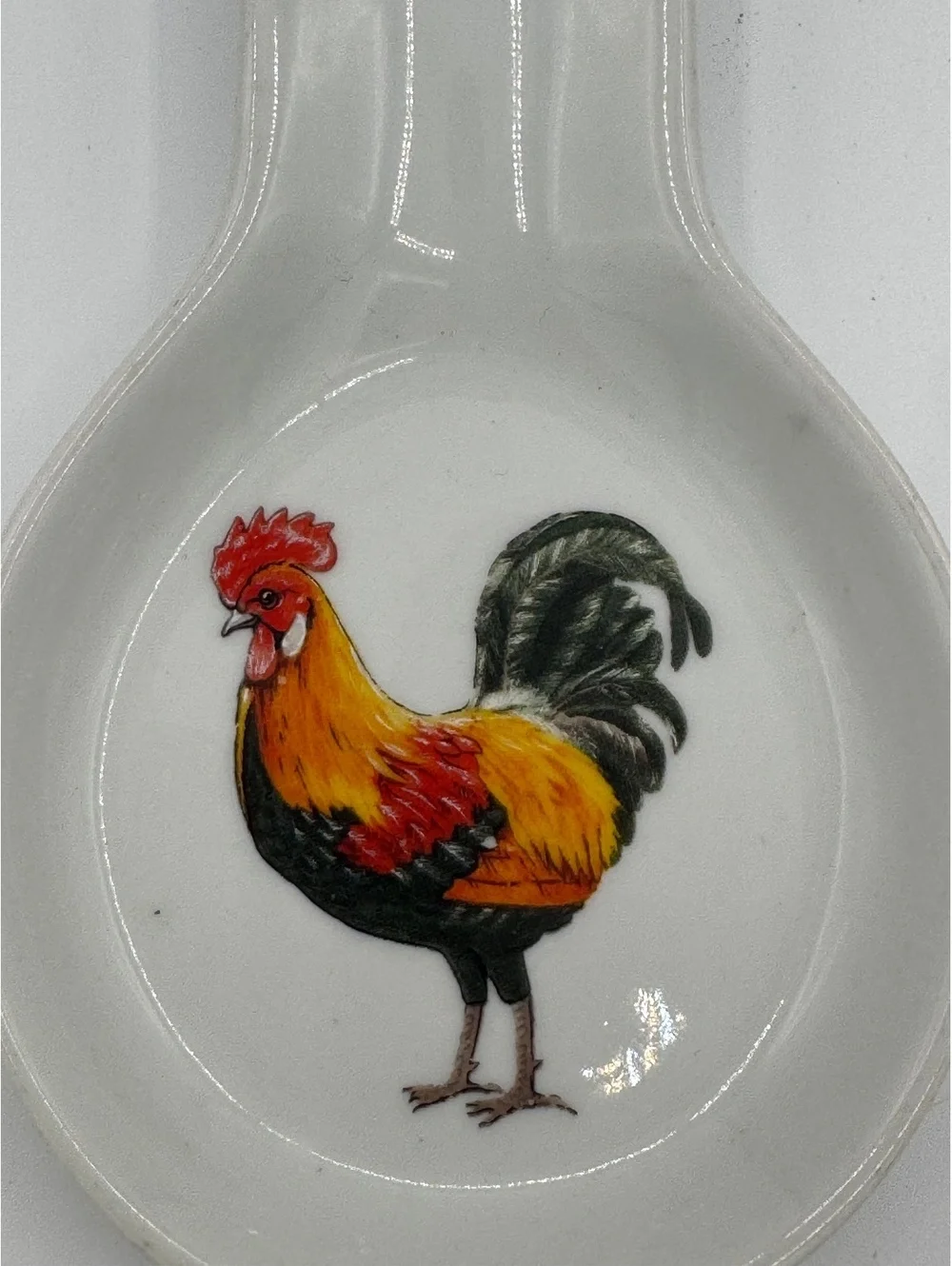 Vintage Rooster Spoon Rest Ceramic